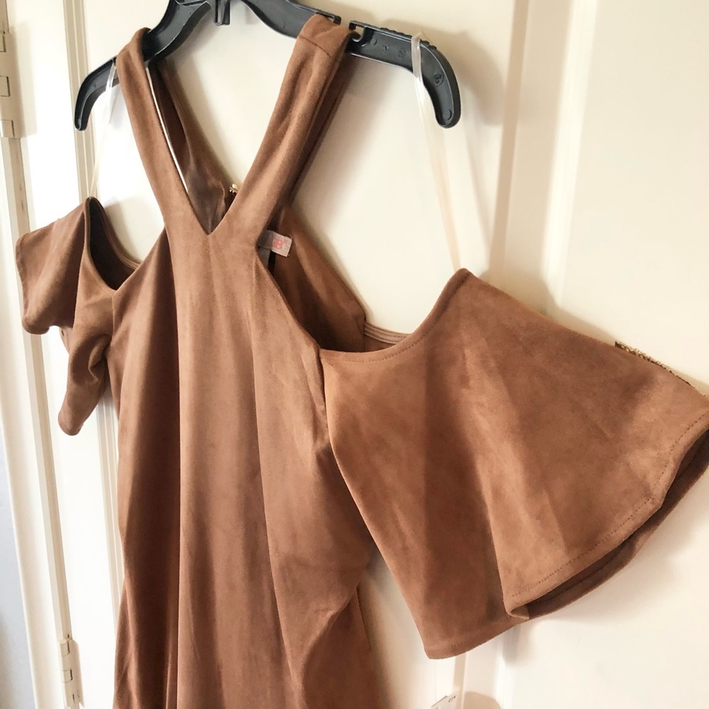 NWT Gianni Bini "Cinnamon Girl" Brown Faux Suede Dress - Size Small - Picture 2 of 9